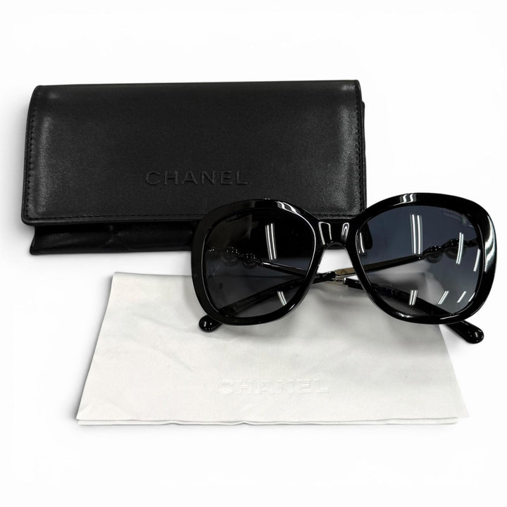 Very Good CHANEL sunglasses COCO Mark Eco Pearl Square Shape black 5339-H-A