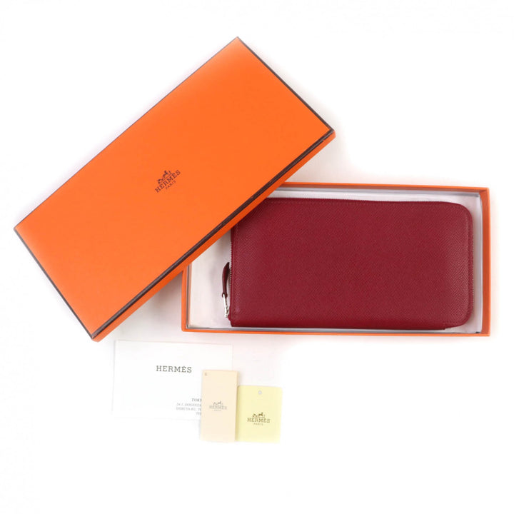 Great HERMES Purse azap long classic Round zip wallet Epsom Leather Women