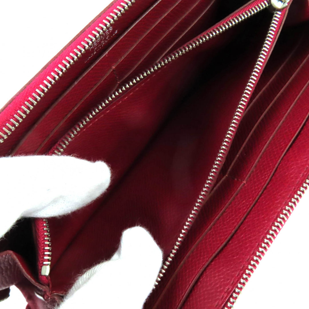 Great HERMES Purse azap long classic Round zip wallet Epsom Leather Women