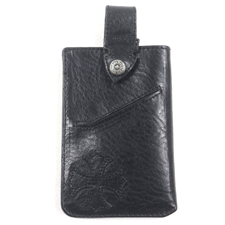 Great CHROME HEARTS Pass case The Way I Walk black leather mens
