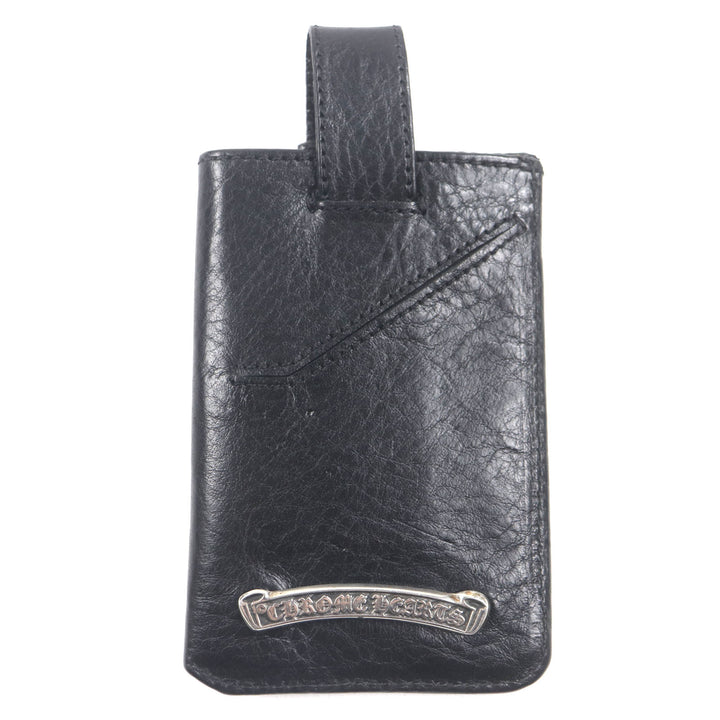 Great CHROME HEARTS Pass case The Way I Walk black leather mens