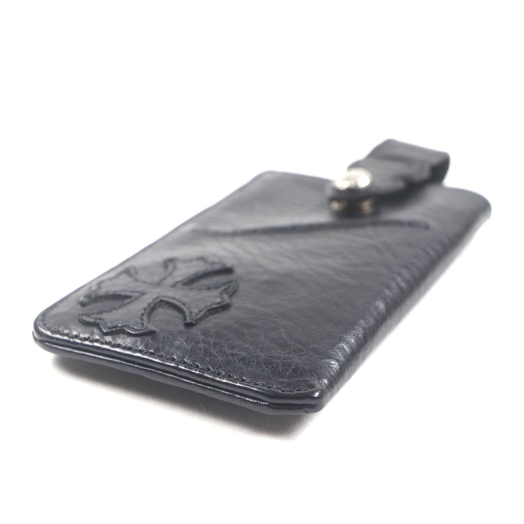Great CHROME HEARTS Pass case The Way I Walk black leather mens