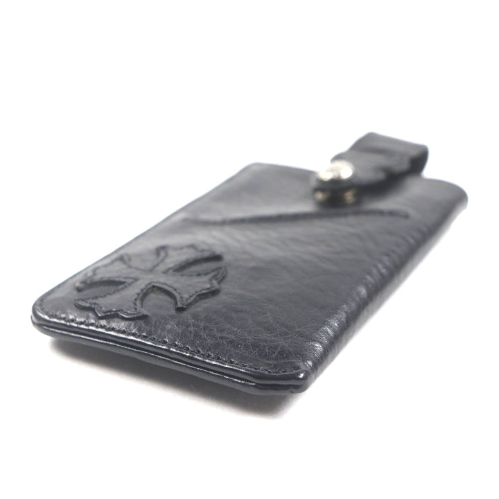 Great CHROME HEARTS Pass case The Way I Walk black leather mens