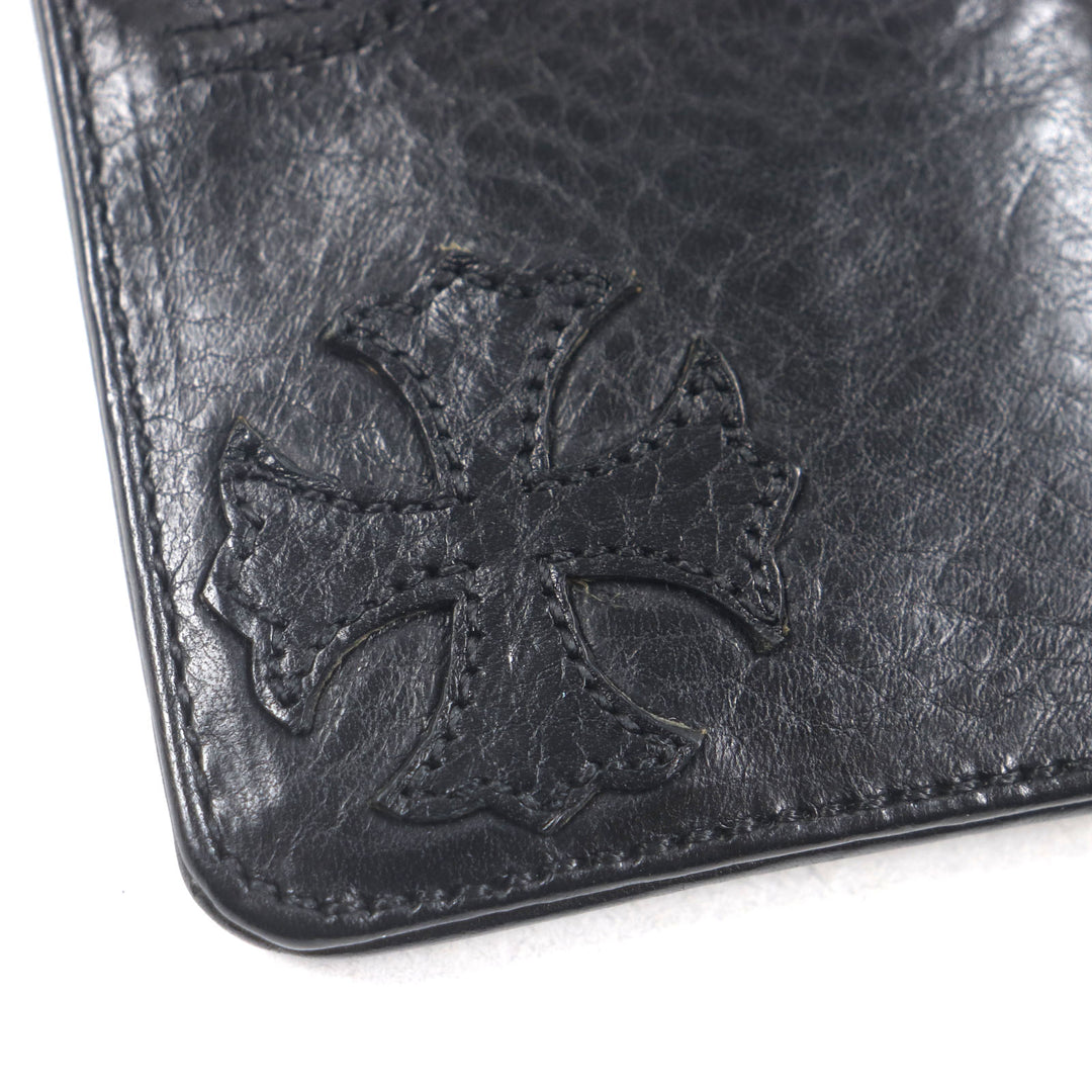 Great CHROME HEARTS Pass case The Way I Walk black leather mens