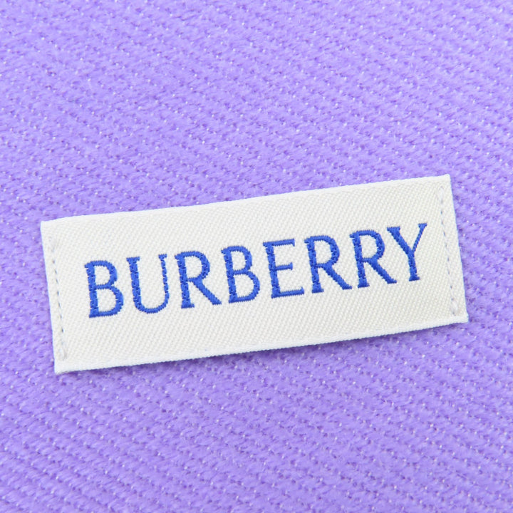 Great BURBERRY Scarf Fringed logo Ivory purple wool Women