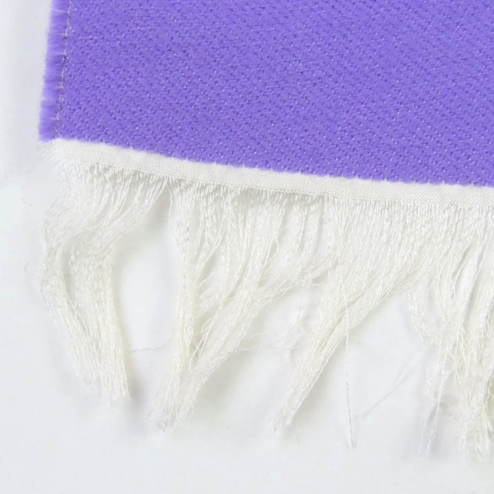 Great BURBERRY Scarf Fringed logo Ivory purple wool Women