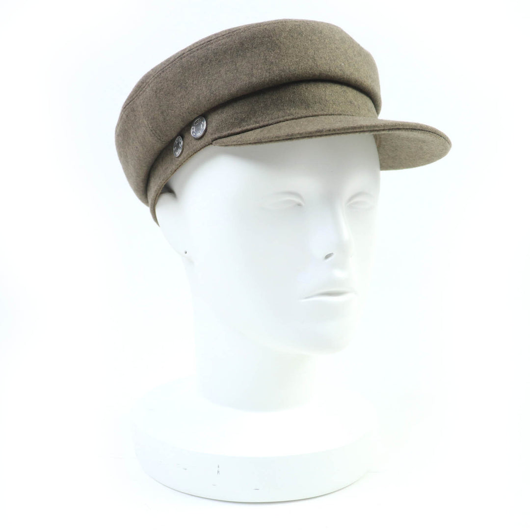 Pristine HERMES Casquette Deauville Serie Metal Brown cashmere Women 58