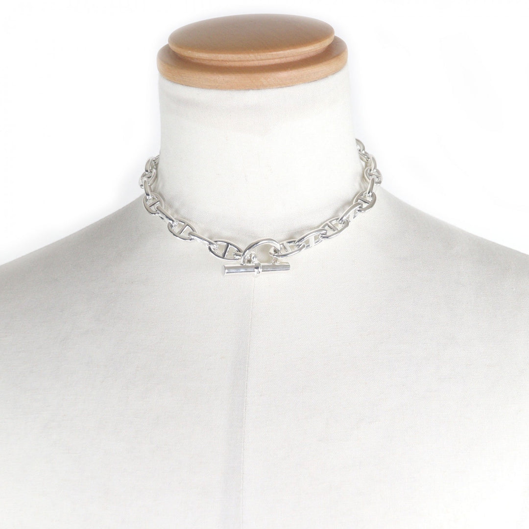 Excellent HERMES Necklace Chene Dunkle GM 29 frames SV925 mens