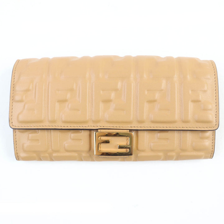 Excellent FENDI Purse FFMetal Baguette Continental Leather Long Wallet with 3D FF 8M0251