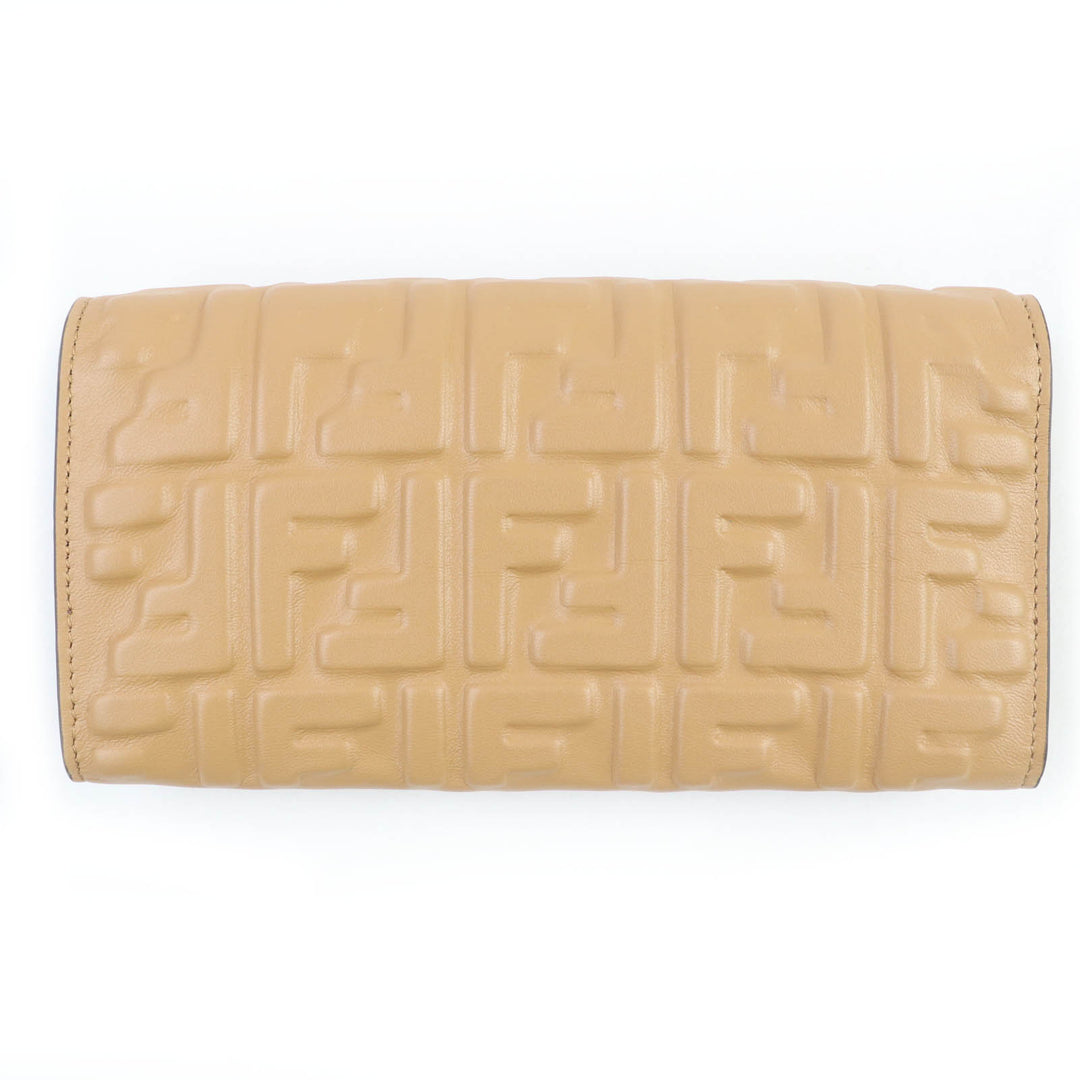 Excellent FENDI Purse FFMetal Baguette Continental Leather Long Wallet with 3D FF 8M0251