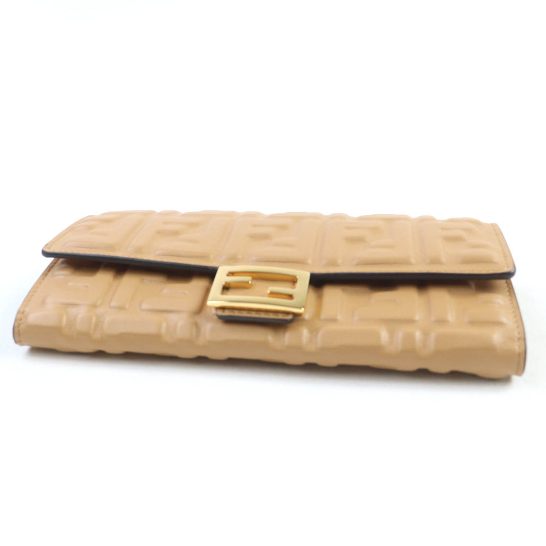 Excellent FENDI Purse FFMetal Baguette Continental Leather Long Wallet with 3D FF 8M0251