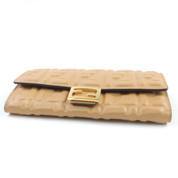 Excellent FENDI Purse FFMetal Baguette Continental Leather Long Wallet with 3D FF 8M0251
