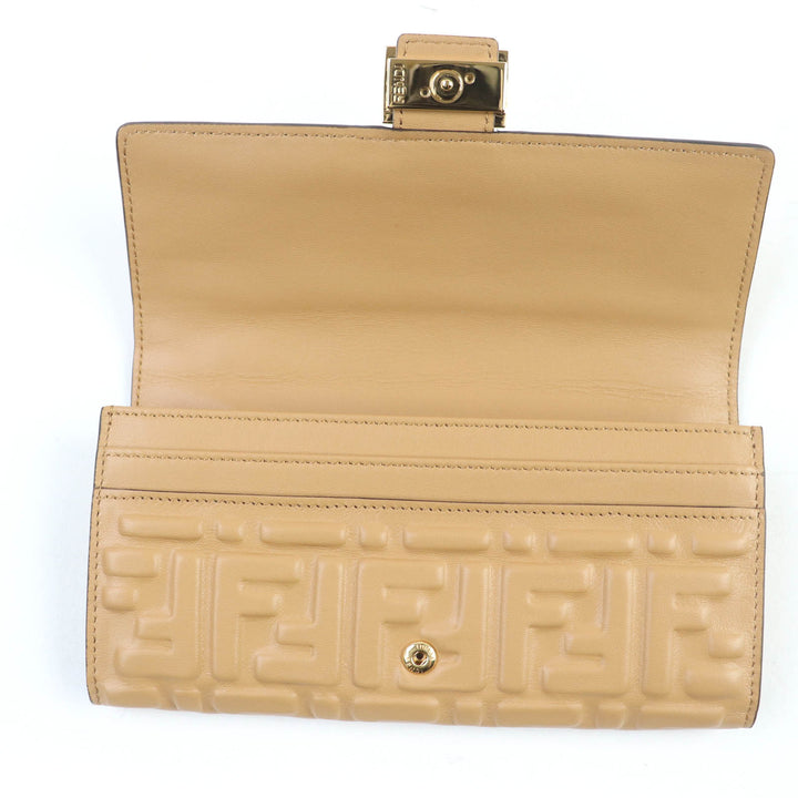 Excellent FENDI Purse FFMetal Baguette Continental Leather Long Wallet with 3D FF 8M0251