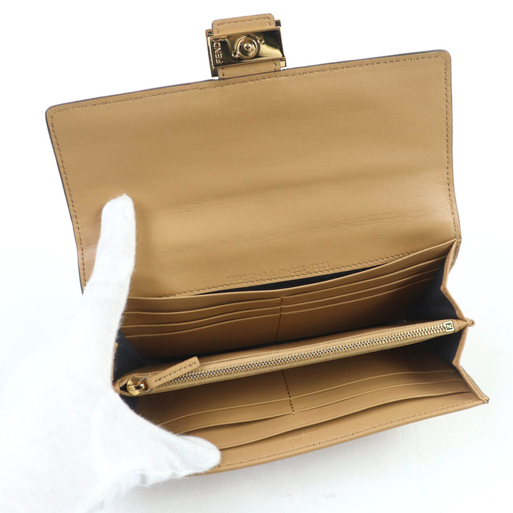 Excellent FENDI Purse FFMetal Baguette Continental Leather Long Wallet with 3D FF 8M0251