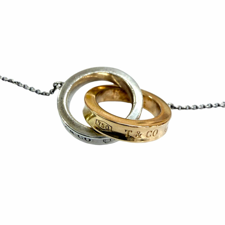 Great TIFFANY&Co. 1837 Interlocking Circle Necklace combination Silver 925 Women