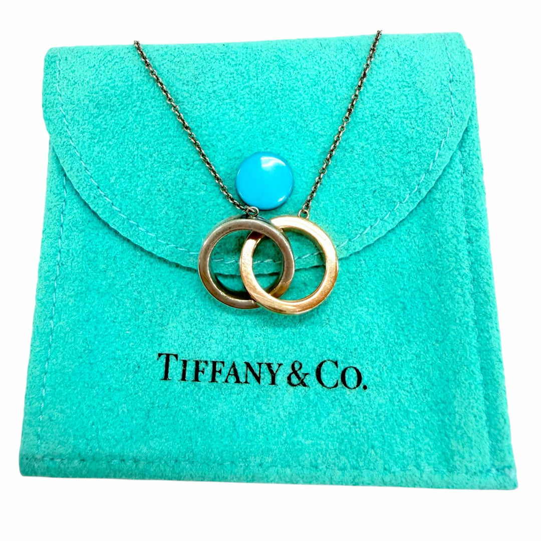 Great TIFFANY&Co. 1837 Interlocking Circle Necklace combination Silver 925 Women