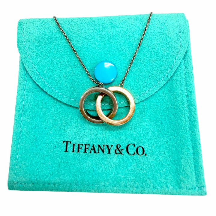 Great TIFFANY&Co. 1837 Interlocking Circle Necklace combination Silver 925 Women