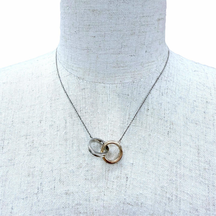 Great TIFFANY&Co. 1837 Interlocking Circle Necklace combination Silver 925 Women