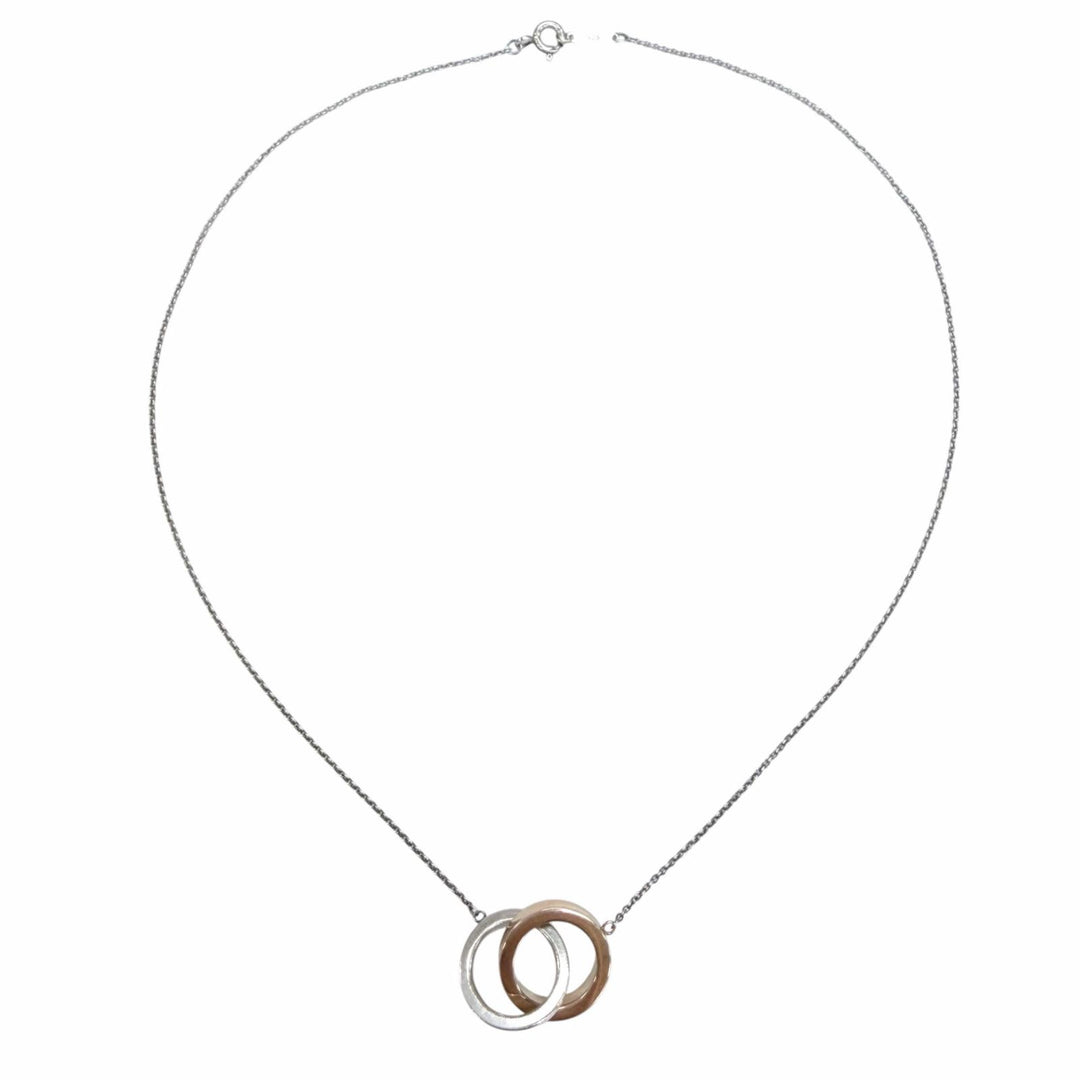Great TIFFANY&Co. 1837 Interlocking Circle Necklace combination Silver 925 Women