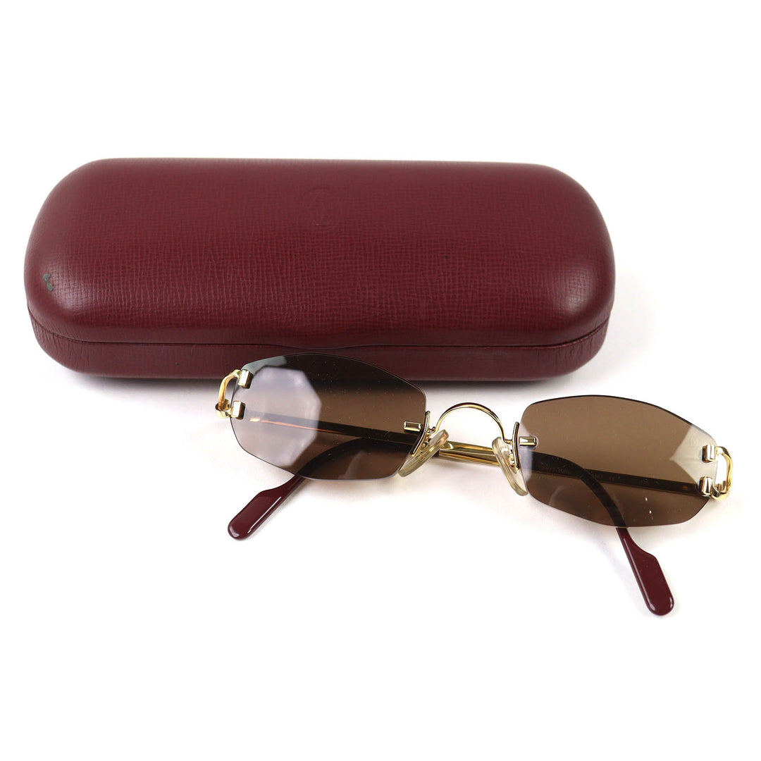 Great Cartier sunglasses 2C Decor Two-Point Rimless gold mens