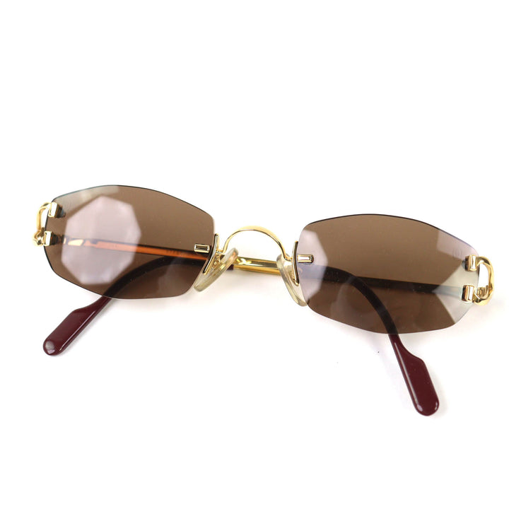 Great Cartier sunglasses 2C Decor Two-Point Rimless gold mens
