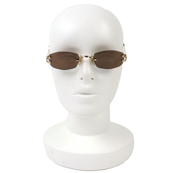Great Cartier sunglasses 2C Decor Two-Point Rimless gold mens