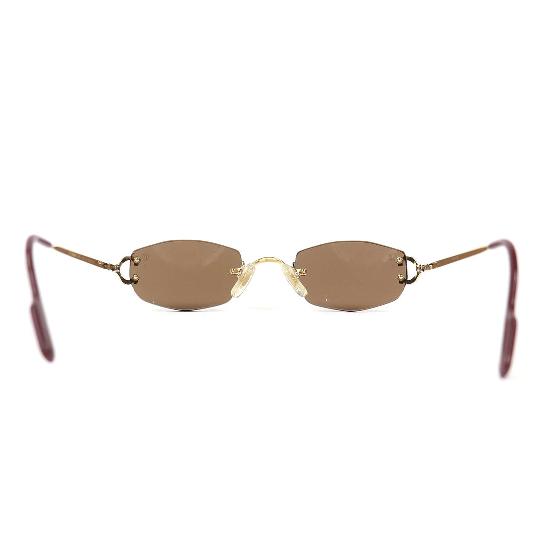 Great Cartier sunglasses 2C Decor Two-Point Rimless gold mens