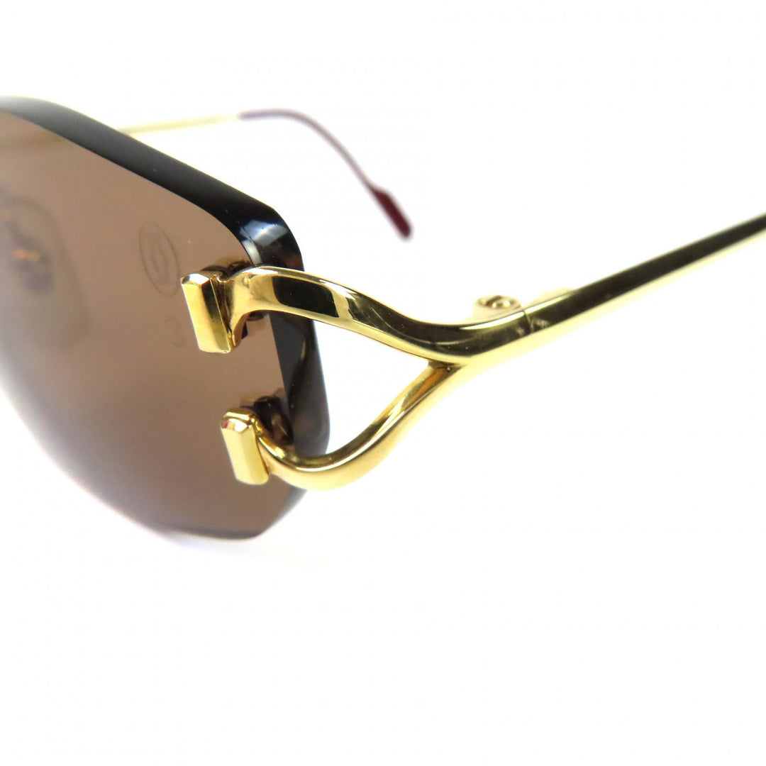Great Cartier sunglasses 2C Decor Two-Point Rimless gold mens