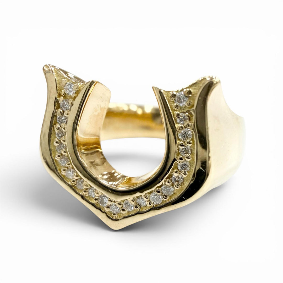 Great GARDEL Ring ring Horse shoe ring Diamond D0.11 gold 18K mens