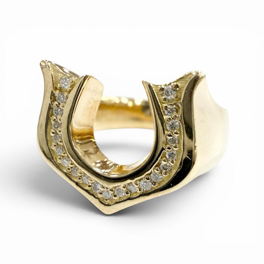 Great GARDEL Ring ring Horse shoe ring Diamond D0.11 gold 18K mens