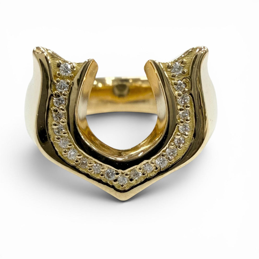 Great GARDEL Ring ring Horse shoe ring Diamond D0.11 gold 18K mens