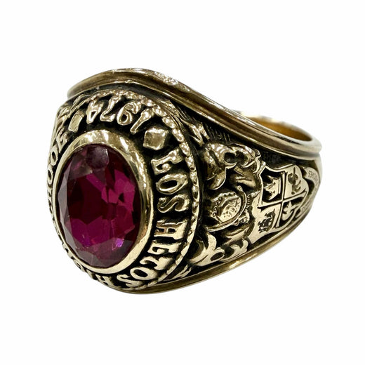Great JOSTENS Ring ring LOS ALTOS HIGH SCHOOL, 1974 (College) gold 10K mens