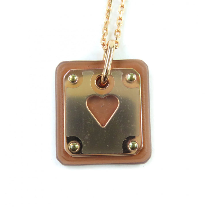 Pristine HERMES Necklace Asdukur Heart pink gold brown Women