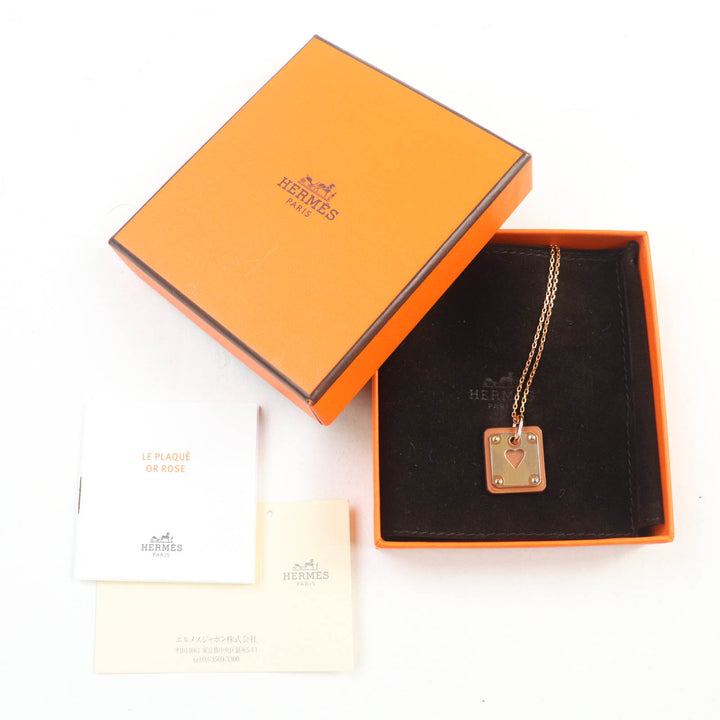 Pristine HERMES Necklace Asdukur Heart pink gold brown Women