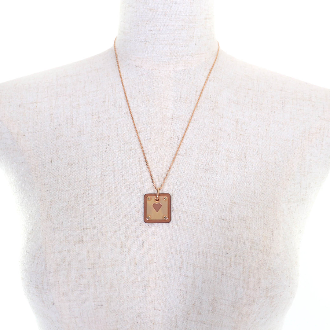 Pristine HERMES Necklace Asdukur Heart pink gold brown Women