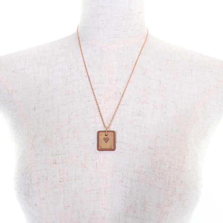 Pristine HERMES Necklace Asdukur Heart pink gold brown Women