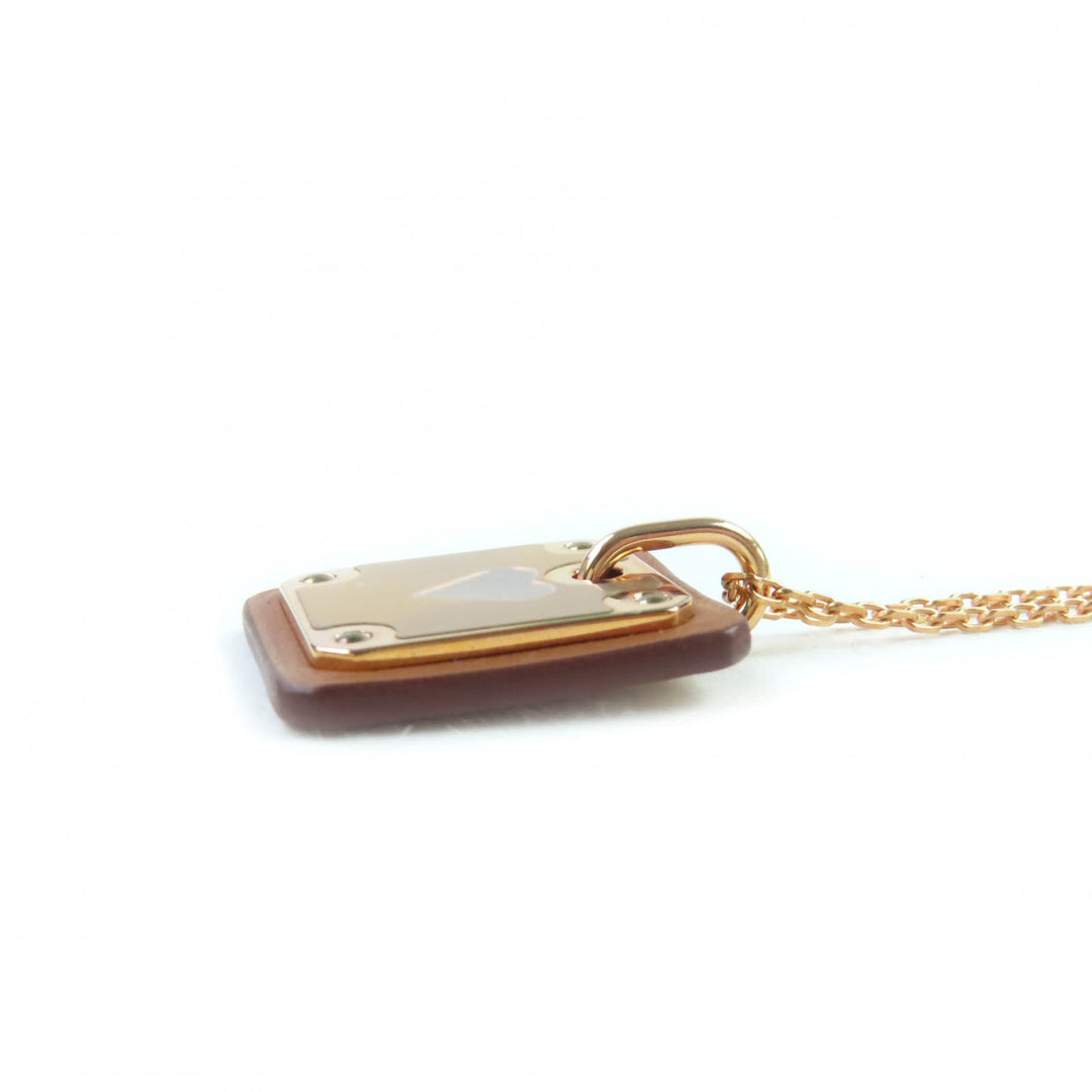 Pristine HERMES Necklace Asdukur Heart pink gold brown Women