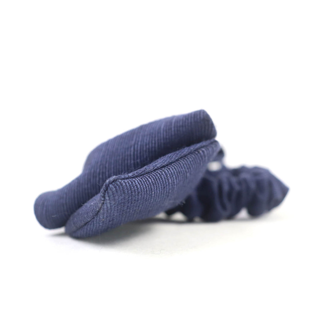 Very Good CHANEL hair accessory COCO MarkMetal Fabric Ribbon Scrunchie Navy