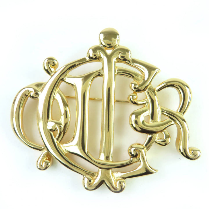 Excellent Christian Dior Brooch Emblem Logo Design gold Women