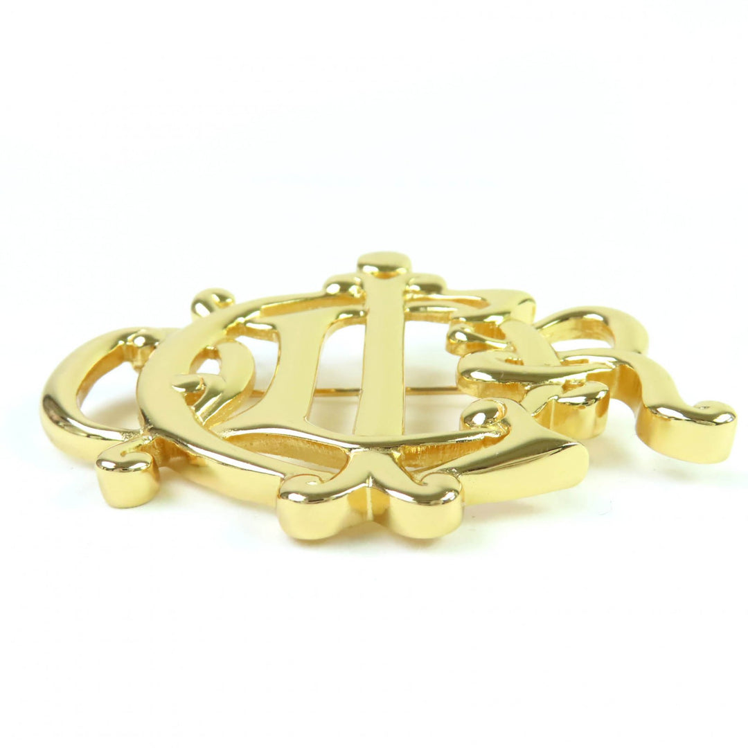 Excellent Christian Dior Brooch Emblem Logo Design gold Women