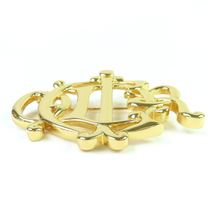 Excellent Christian Dior Brooch Emblem Logo Design gold Women
