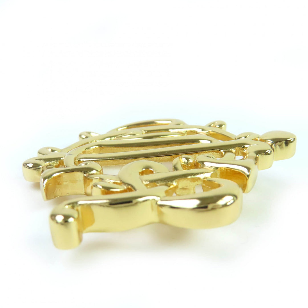 Excellent Christian Dior Brooch Emblem Logo Design gold Women