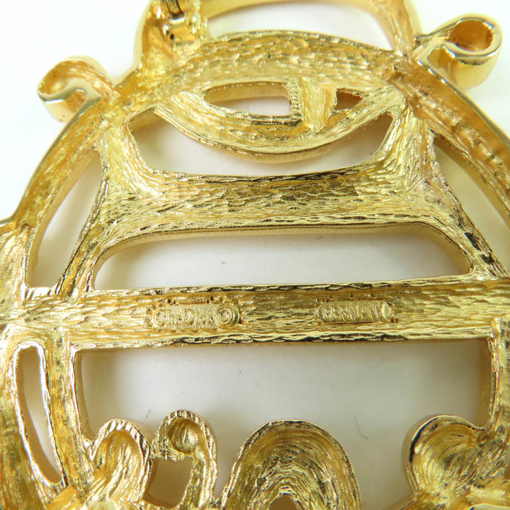 Excellent Christian Dior Brooch Emblem Logo Design gold Women