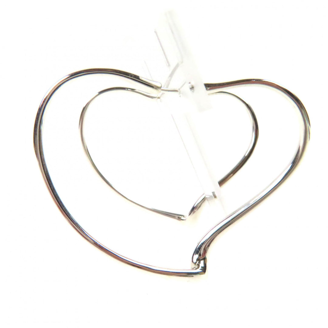 Excellent TIFFANY&Co. Pierce Open Heart Hoop Pierce, Medium Silver SV925 Women