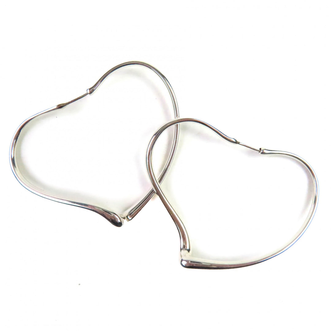 Excellent TIFFANY&Co. Pierce Open Heart Hoop Pierce, Medium Silver SV925 Women