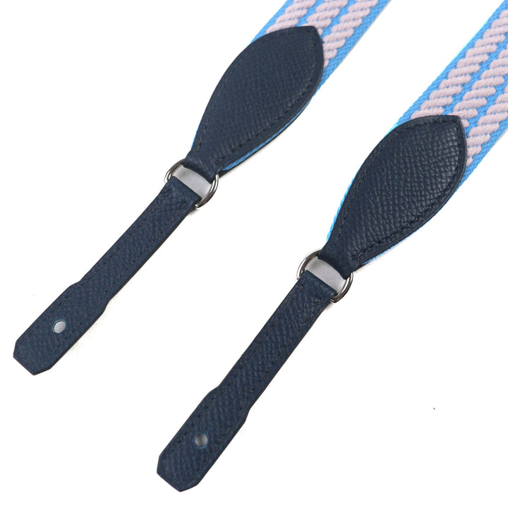 Excellent HERMES Shoulder strap Kaval To-Go 1"""" Blue Gray Navy canvas Women