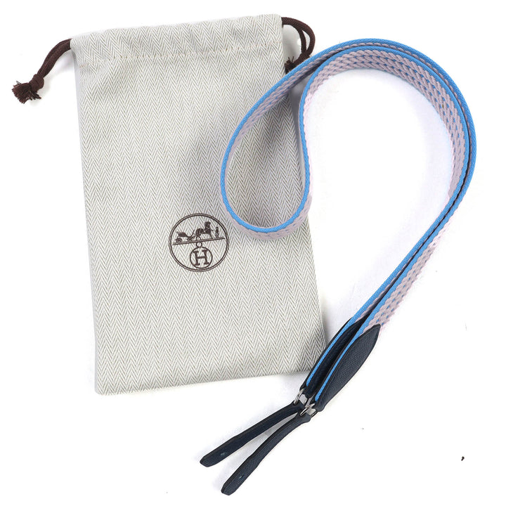 Excellent HERMES Shoulder strap Kaval To-Go 1"""" Blue Gray Navy canvas Women