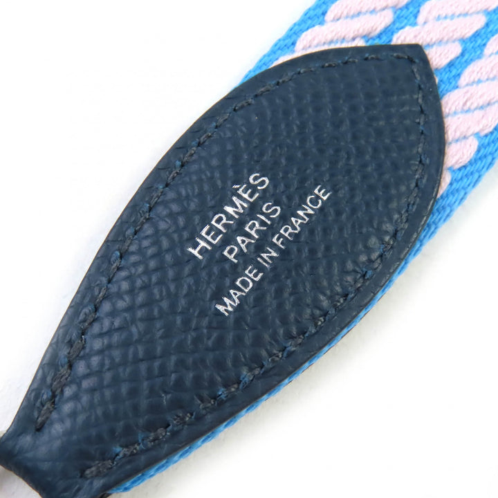 Excellent HERMES Shoulder strap Kaval To-Go 1"""" Blue Gray Navy canvas Women
