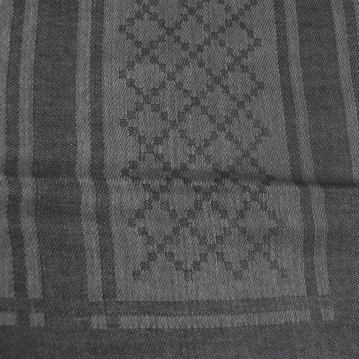 Excellent GUCCI Stall Diamante Check Pattern Fringe gray wool mens 544615