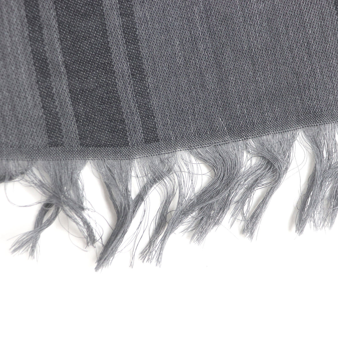 Excellent GUCCI Stall Diamante Check Pattern Fringe gray wool mens 544615